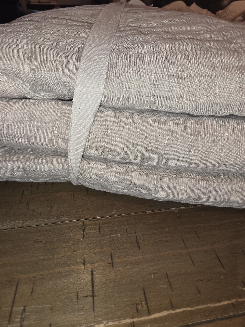 Quince European Linen Cotton Stitch Quilt Set - King - Natural - Picture 5 of 6